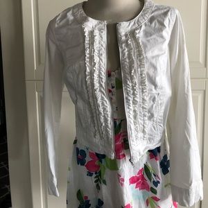 Cropped jacket white ruffled size 16
